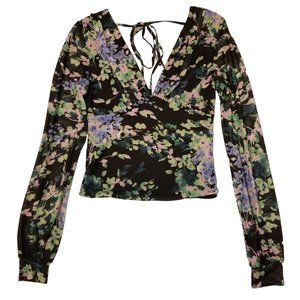 Floral Blouse Top Vneck Long Sleeve Suzy Shier